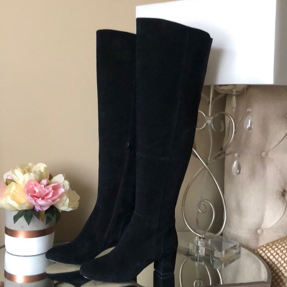KATE SPADE 8.5” calf Black Over the Knee Suede Boots